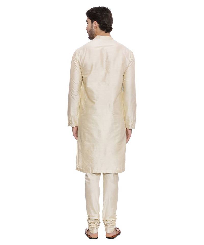 Mayank Modi Beige Silk Blend Kurta Set