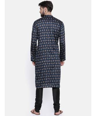 Mayank Modi Cotton Blue Block Printed Kurta Set 4