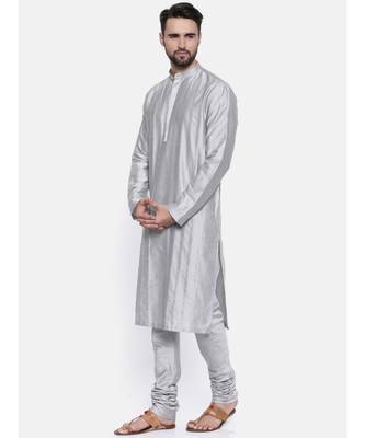 Mayank Modi Silver Grey Cotton Silk Kurta Set 3