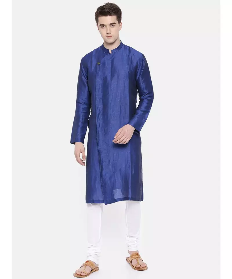Mayank Modi Linen/Silk Blue Kurta Set