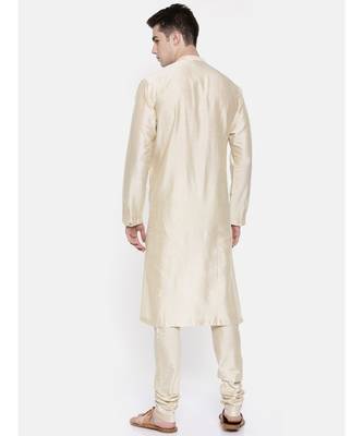 Mayank Modi Beige Chanderi Prinetd Kurta Set 5