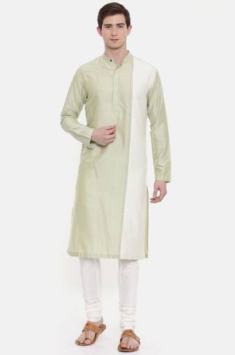 Mayank Modi Green Ivory Silk Blend Kurta Set