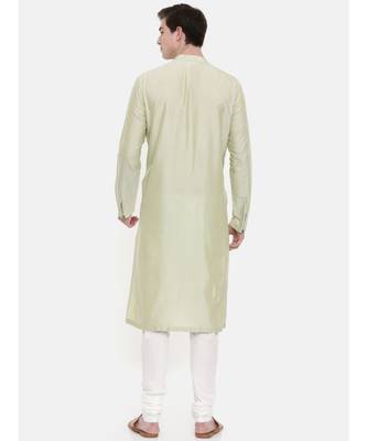 Mayank Modi Green Ivory Silk Blend Kurta Set 5
