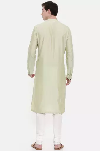 Mayank Modi Green Ivory Silk Blend Kurta Set