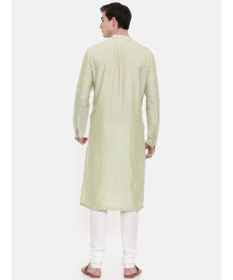 Mayank Modi Green Ivory Silk Blend Kurta Set