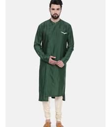 Mayank Modi Bottle Green Silk Blend Kurta Set