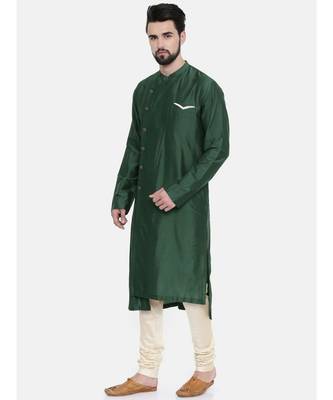 Mayank Modi Bottle Green Silk Blend Kurta Set 3