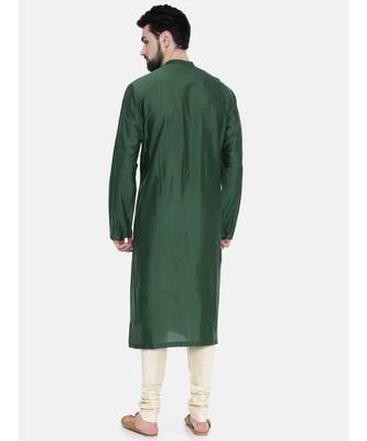 Mayank Modi Bottle Green Silk Blend Kurta Set 4