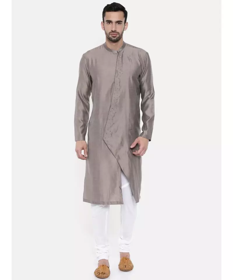 Mayank Modi Grey Linen / Satin Kurta set
