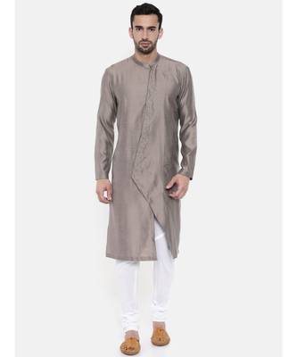 Mayank Modi Grey Linen / Satin Kurta set 1