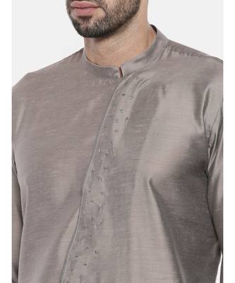 Mayank Modi Grey Linen / Satin Kurta set 2