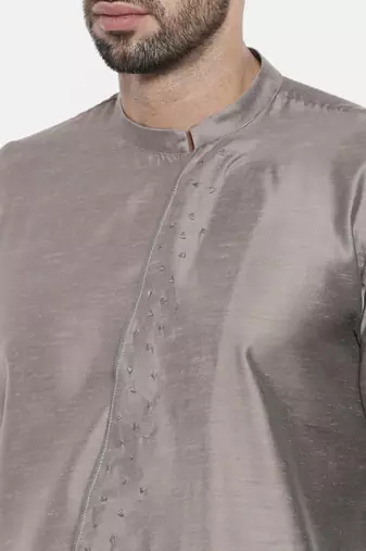 Mayank Modi Grey Linen / Satin Kurta set