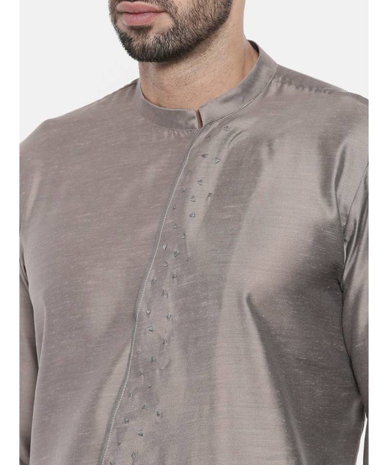 Mayank Modi Grey Linen / Satin Kurta set