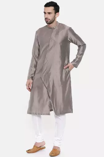 Mayank Modi Grey Linen / Satin Kurta set
