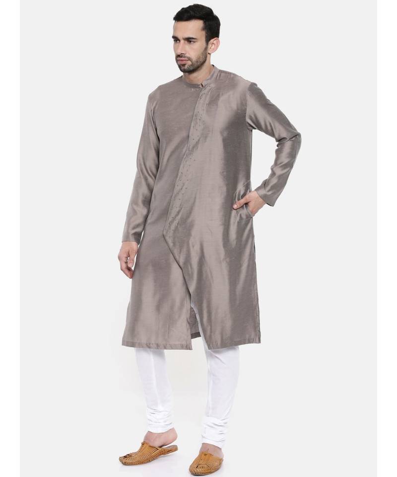 Mayank Modi Grey Linen / Satin Kurta set