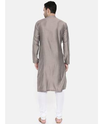 Mayank Modi Grey Linen / Satin Kurta set 4
