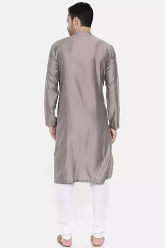 Mayank Modi Grey Linen / Satin Kurta set