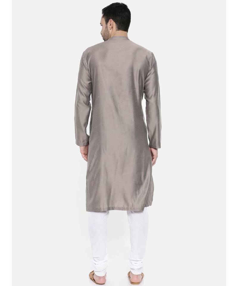 Mayank Modi Grey Linen / Satin Kurta set