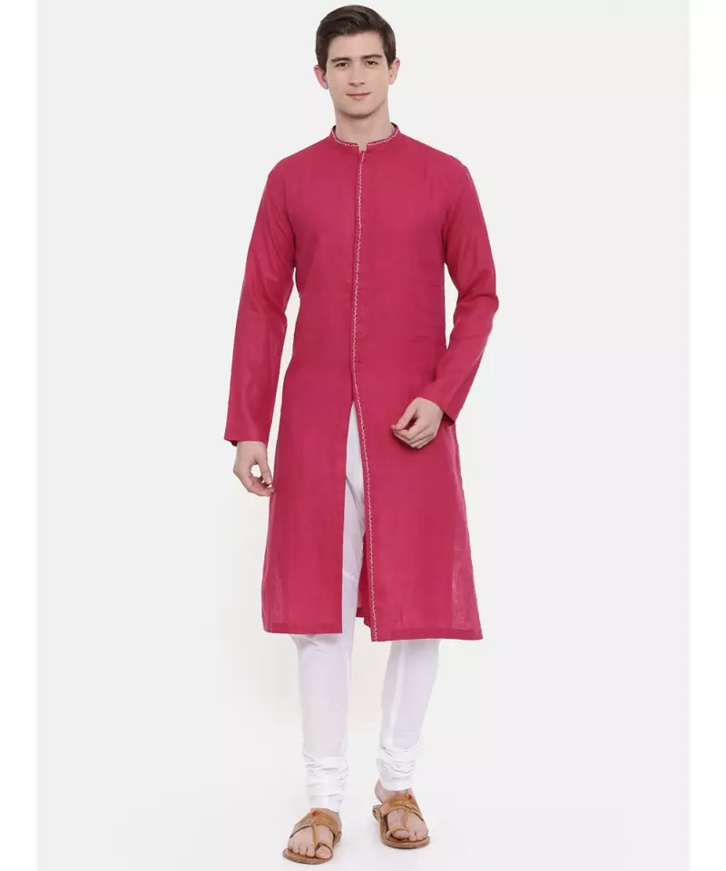 Mayank Modi Pink Linen Kurta Set