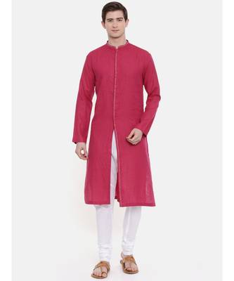 Mayank Modi Pink Linen Kurta Set 1