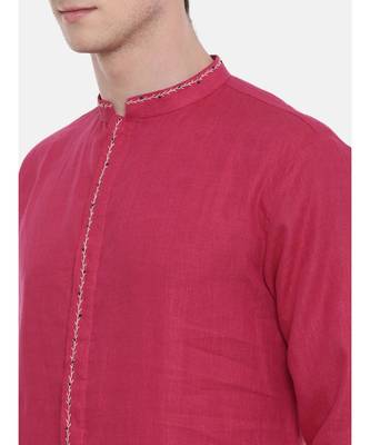 Mayank Modi Pink Linen Kurta Set 2