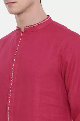 Mayank Modi Pink Linen Kurta Set