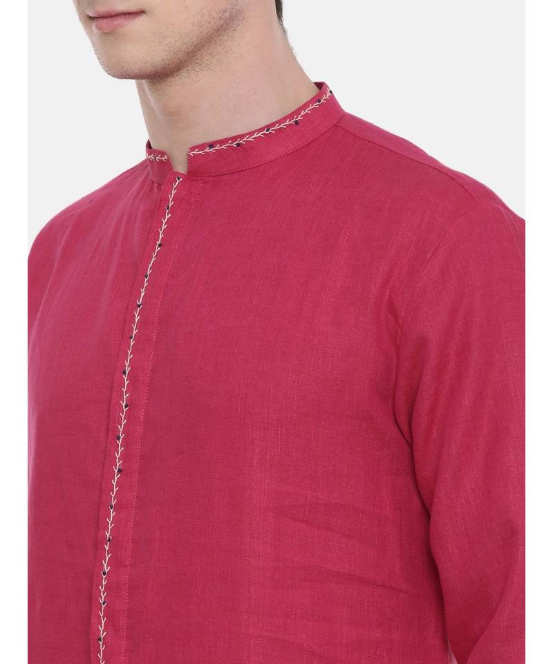 Mayank Modi Pink Linen Kurta Set