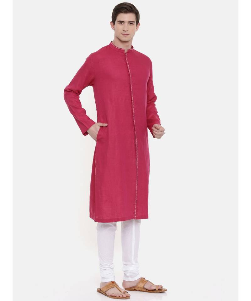 Mayank Modi Pink Linen Kurta Set