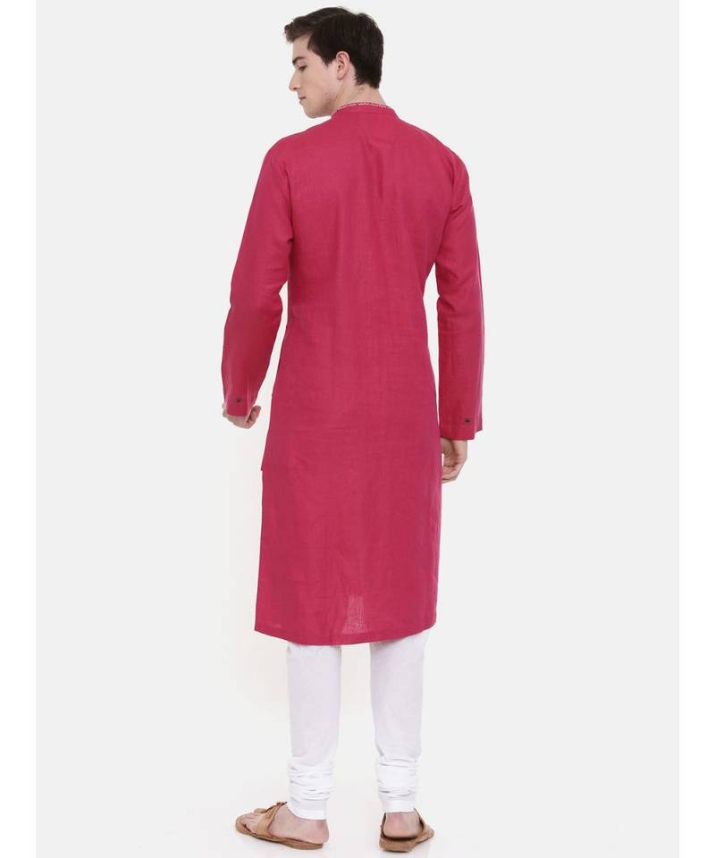 Mayank Modi Pink Linen Kurta Set