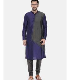 Mayank Modi Blue Grey Cotton Silk Kurta Set