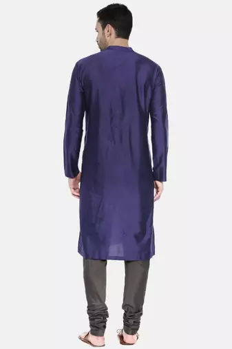 Mayank Modi Blue Grey Cotton Silk Kurta Set