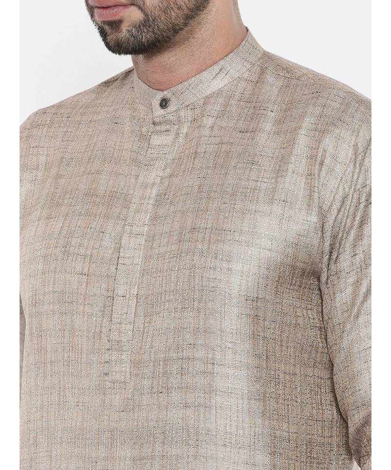 Mayank Modi Beige Silk Matka Jute Kurta Set