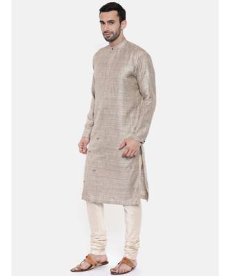 Mayank Modi Beige Silk Matka Jute Kurta Set 3