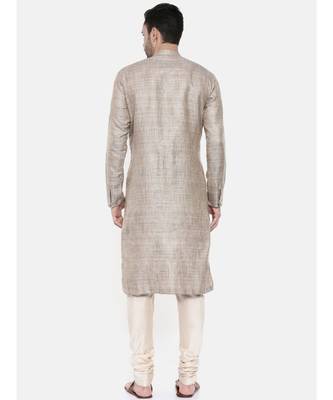 Mayank Modi Beige Silk Matka Jute Kurta Set 4