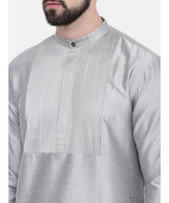 Mayank Modi Classic Silver Grey Pintucked Kurta Set 2
