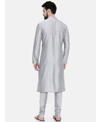 Mayank Modi Classic Silver Grey Pintucked Kurta Set 4
