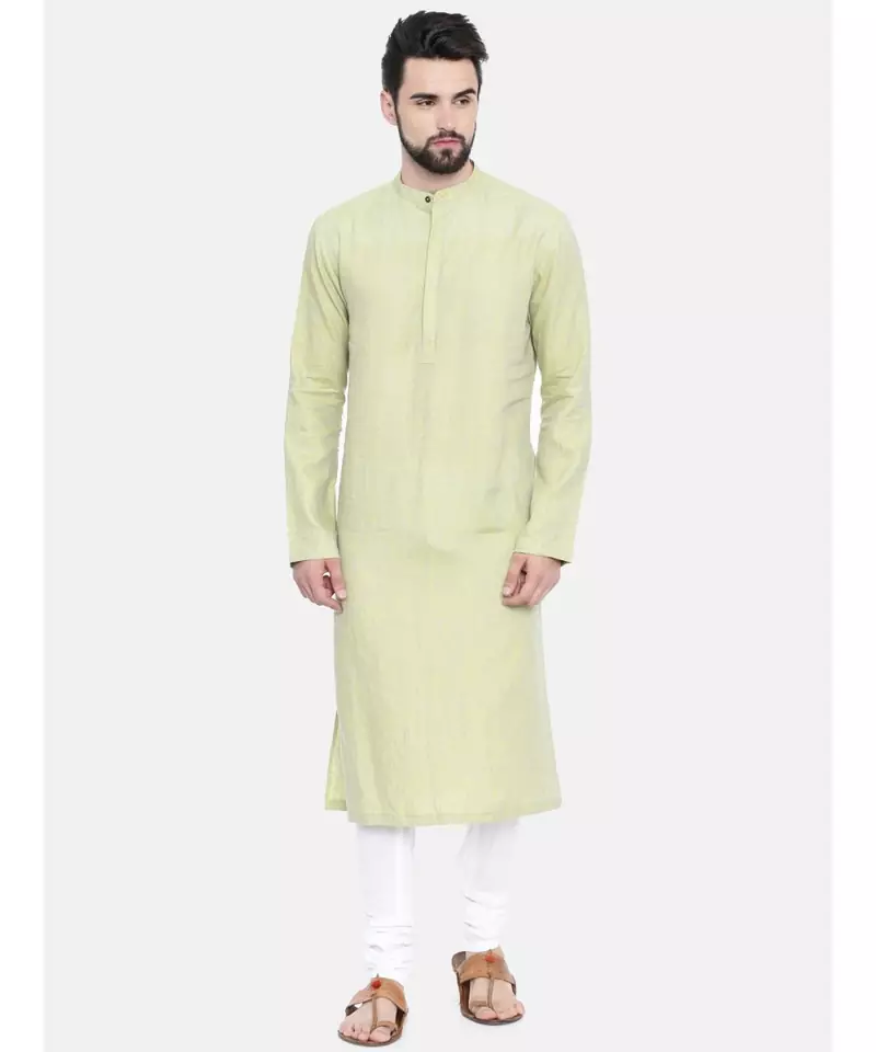 Mayank Modi Green Shaded Linen Kurta Set