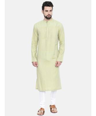Mayank Modi Green Shaded Linen Kurta Set 1