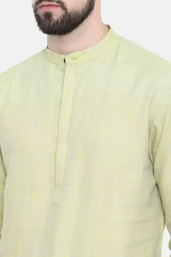 Mayank Modi Green Shaded Linen Kurta Set