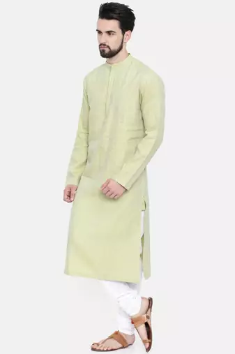 Mayank Modi Green Shaded Linen Kurta Set