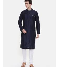 Mayank Modi Navy Blue Silk Blend Kurta Set