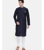 Mayank Modi Navy Blue Silk Blend Kurta Set