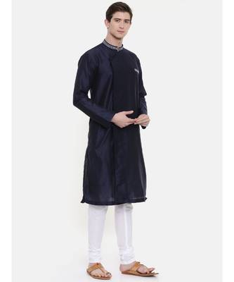 Mayank Modi Navy Blue Silk Blend Kurta Set 4