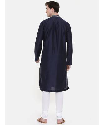 Mayank Modi Navy Blue Silk Blend Kurta Set 5