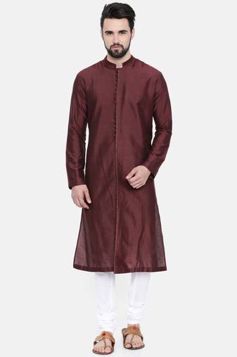 Mayank Modi Chocolate Brown Silk Cotton Kurta Set