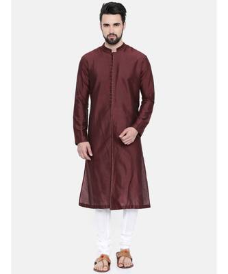 Mayank Modi Chocolate Brown Silk Cotton Kurta Set 1
