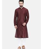 Mayank Modi Chocolate Brown Silk Cotton Kurta Set