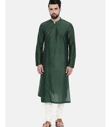 Mayank Modi Bottle Green Hand Embroidered Kurta Set