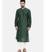 Mayank Modi Bottle Green Hand Embroidered Kurta Set