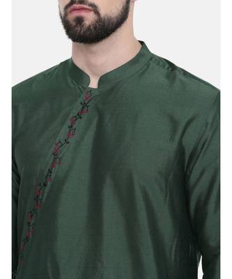 Mayank Modi Bottle Green Hand Embroidered Kurta Set 2